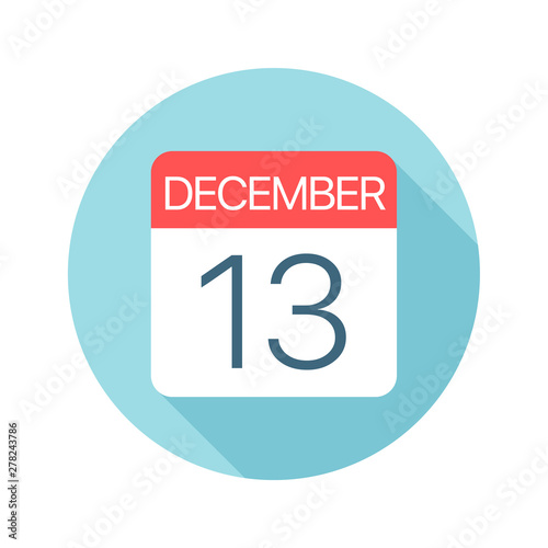 December 13 - Calendar Icon. Vector illustration of one day of month