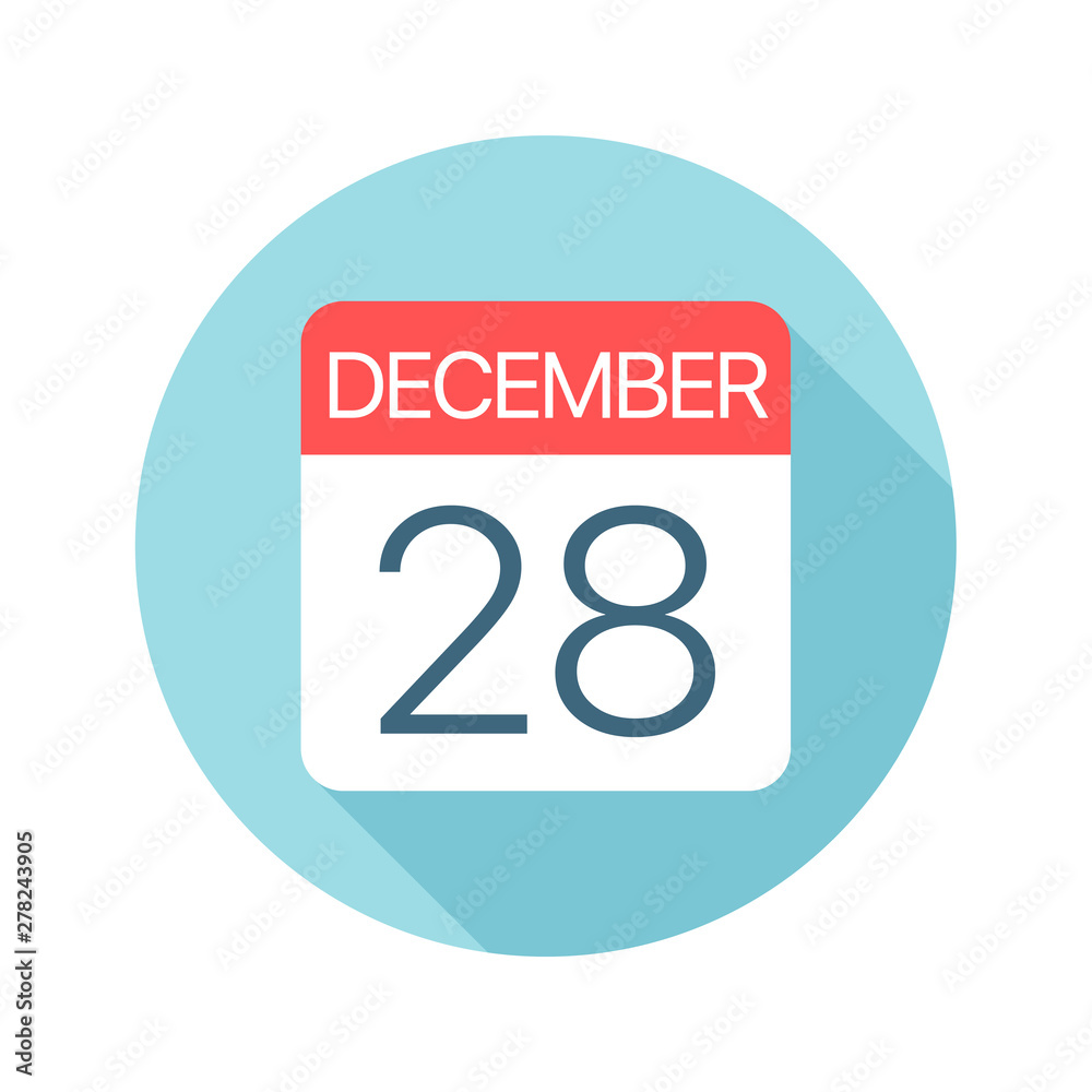 December 28 - Calendar Icon. Vector illustration of one day of month December 28 - Calendar Icon. Vector illustration of one day of month
