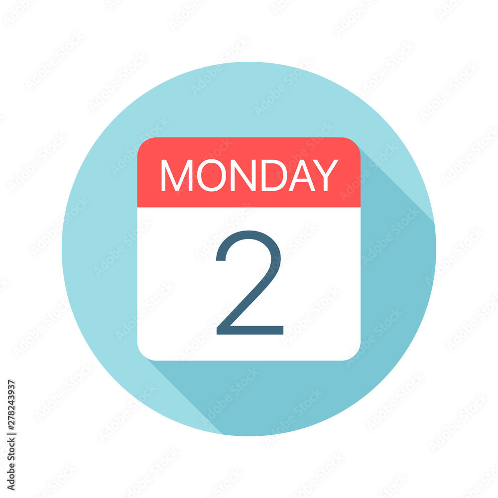 Monday 2 - Calendar Icon. Vector illustration of one day of week