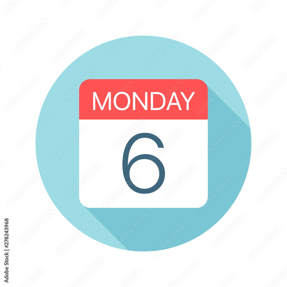 Monday 6 - Calendar Icon. Vector illustration of one day of week Monday 6 - Calendar Icon. Vector illustration of one day of week