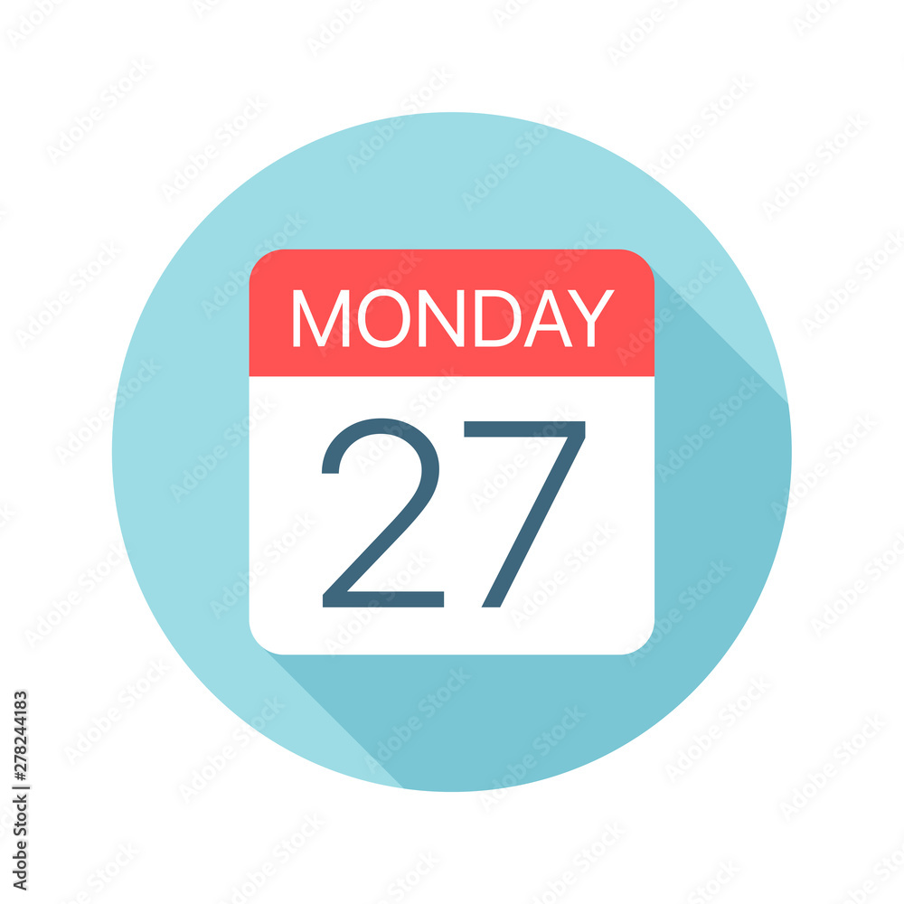 Monday 27 - Calendar Icon. Vector illustration of one day of week Monday 27 - Calendar Icon. Vector illustration of one day of week