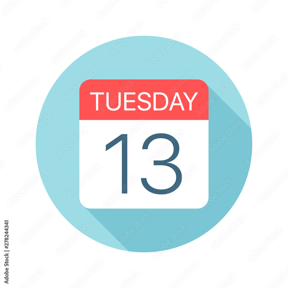 Tuesday 13 - Calendar Icon. Vector illustration of one day of week Tuesday 13 - Calendar Icon. Vector illustration of one day of week