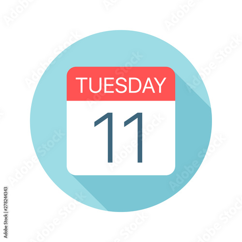 Tuesday 11 - Calendar Icon. Vector illustration of one day of week