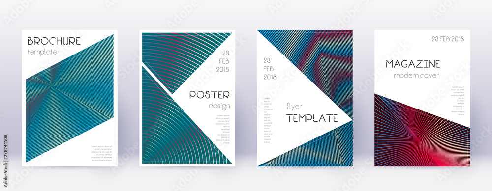 Fototapeta Triangle brochure design template set. Red abstrac
