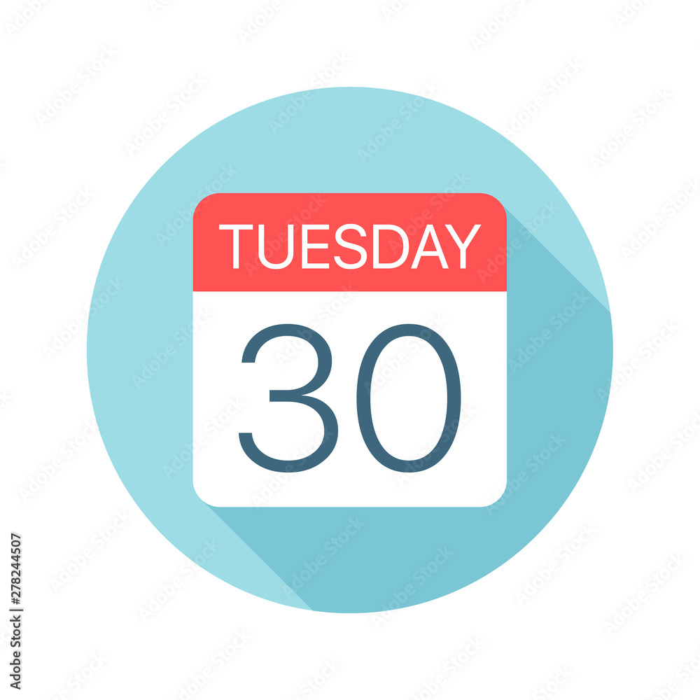Tuesday 30 - Calendar Icon. Vector illustration of one day of week Tuesday 30 - Calendar Icon. Vector illustration of one day of week