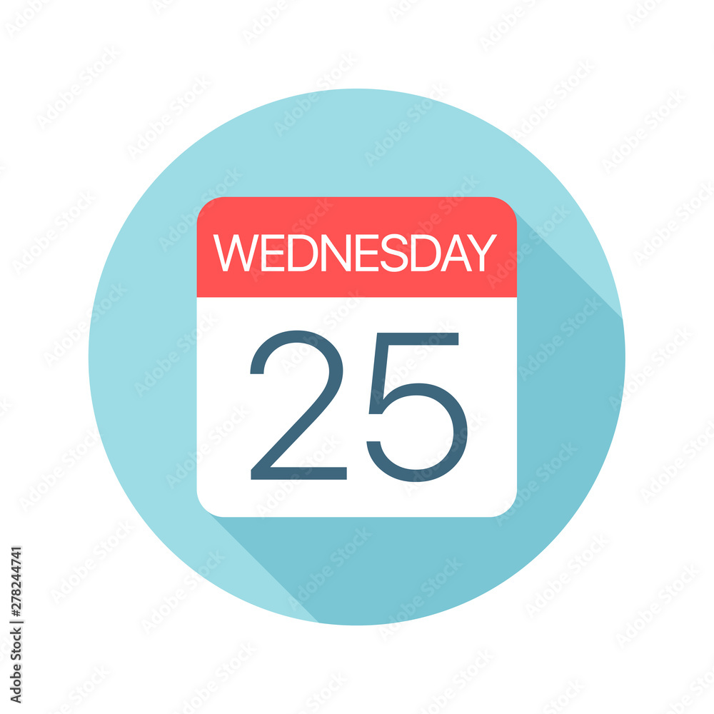 Wednesday 25 - Calendar Icon. Vector illustration of one day of week Wednesday 25 - Calendar Icon. Vector illustration of one day of week