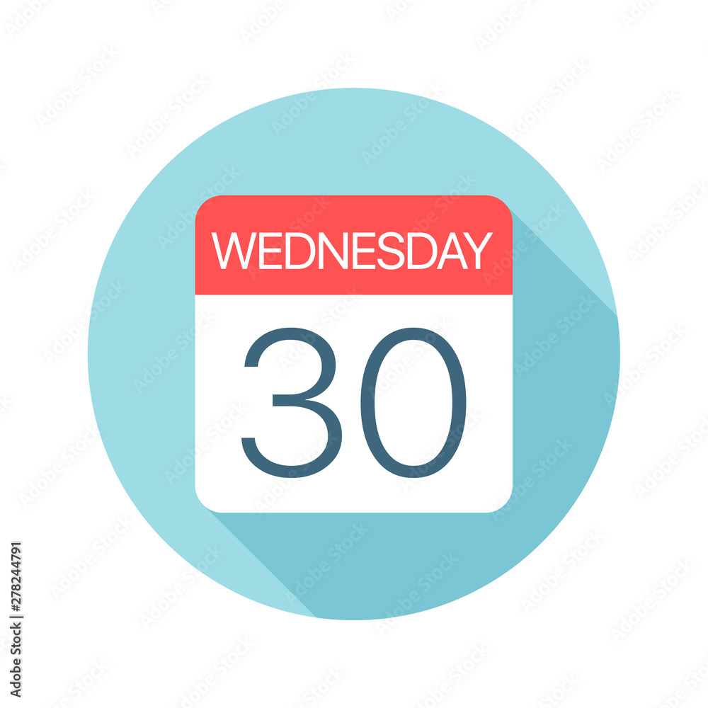 Wednesday 30 - Calendar Icon. Vector illustration of one day of week Wednesday 30 - Calendar Icon. Vector illustration of one day of week