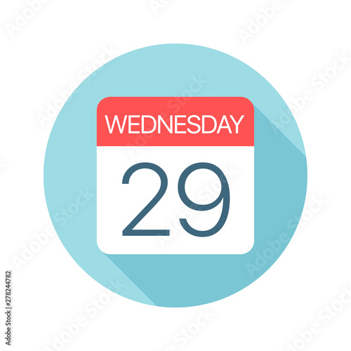 Wednesday 29 - Calendar Icon. Vector illustration of one day of week