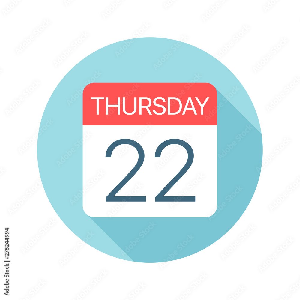 Thursday 22 - Calendar Icon. Vector illustration of one day of week Thursday 22 - Calendar Icon. Vector illustration of one day of week