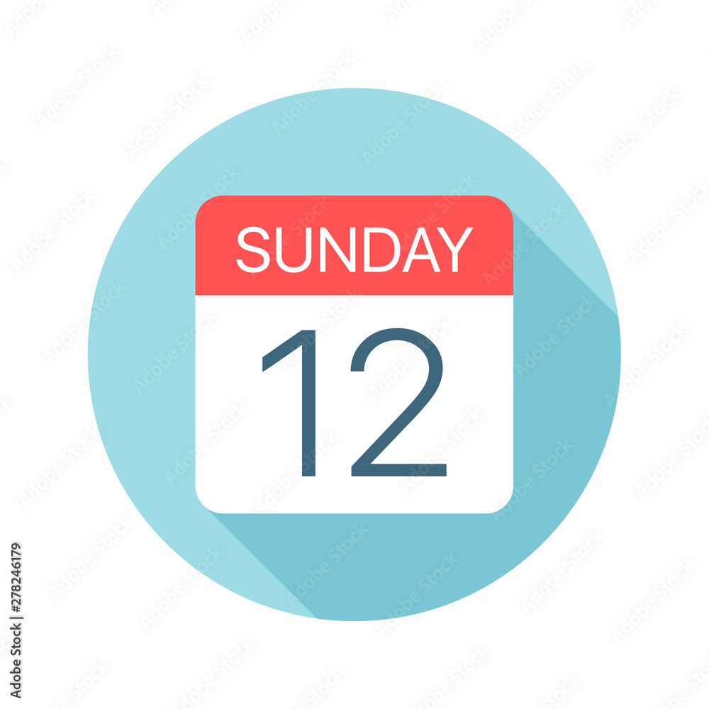 Sunday 12 - Calendar Icon. Vector illustration of one day of week Sunday 12 - Calendar Icon. Vector illustration of one day of week