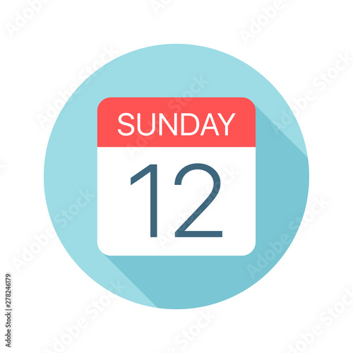 Sunday 12 - Calendar Icon. Vector illustration of one day of week