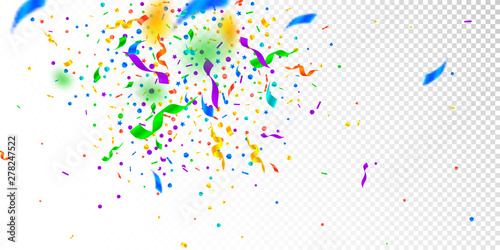 Streamers and confetti. Festive tinsel and foil ri