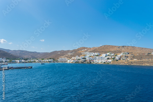 Port of Kythnos aegean island in Cyclades, Greece 