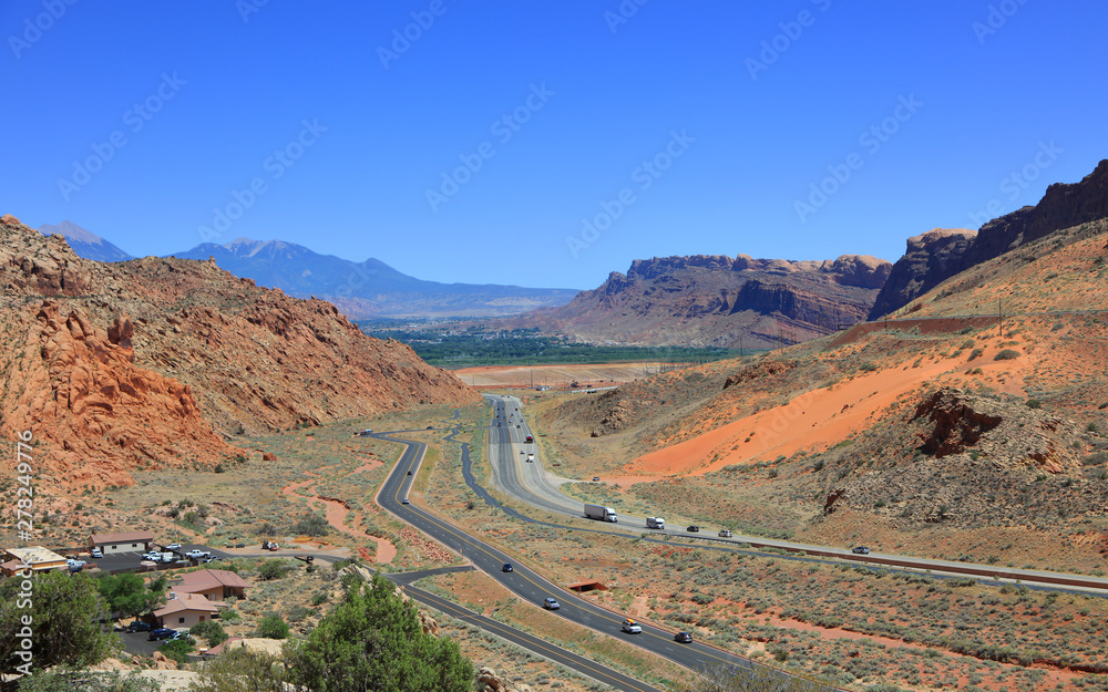 Scenic high way through canyon lands recreation area in Utah