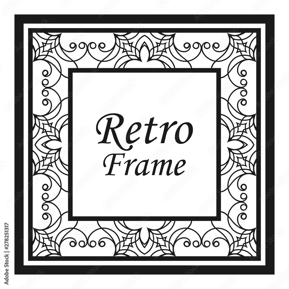 Vintage flourishes ornament swirls lines frame template vector illustration. Victorian borders for greeting cards, wedding invitations, advertising or other design and place for text.