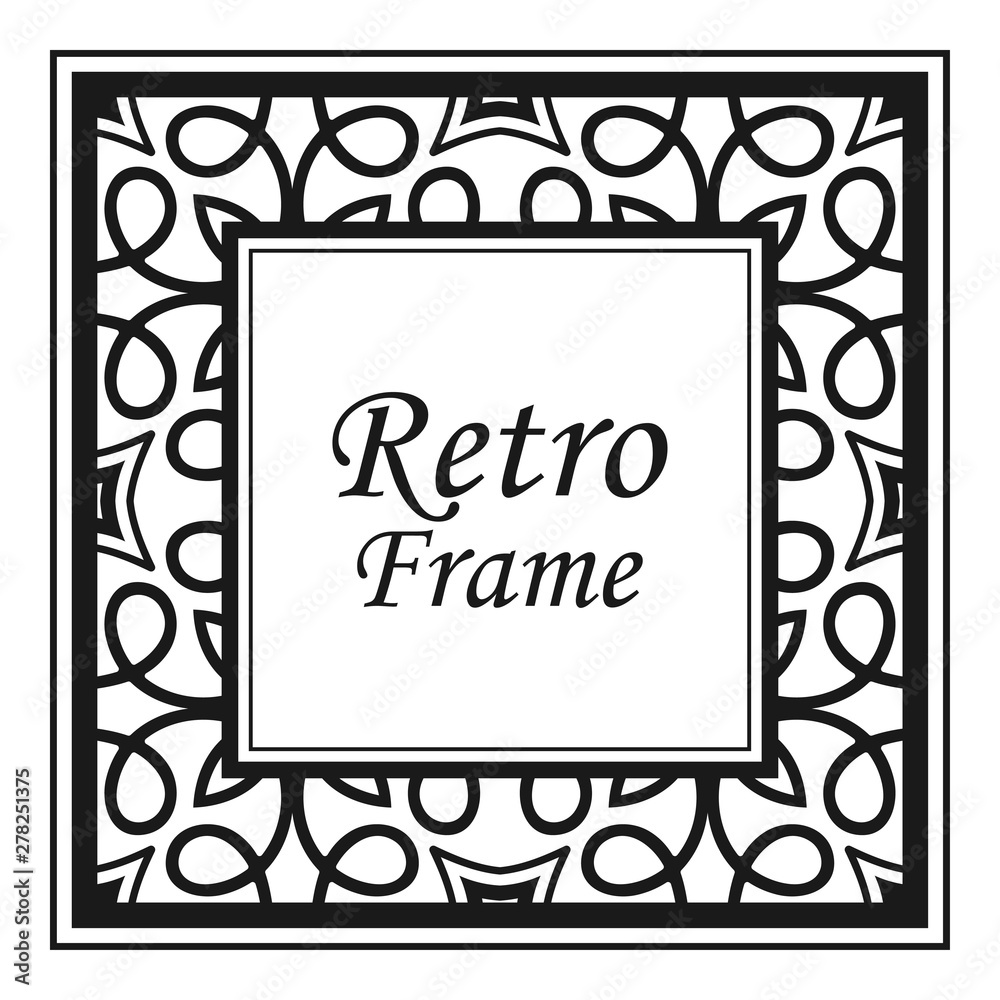 Vintage flourishes ornament swirls lines frame template vector illustration. Victorian borders for greeting cards, wedding invitations, advertising or other design and place for text.