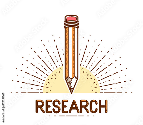 Pencil vector logo or icon of education or science knowledge, art and design, theoretical science research vector logo or emblem.