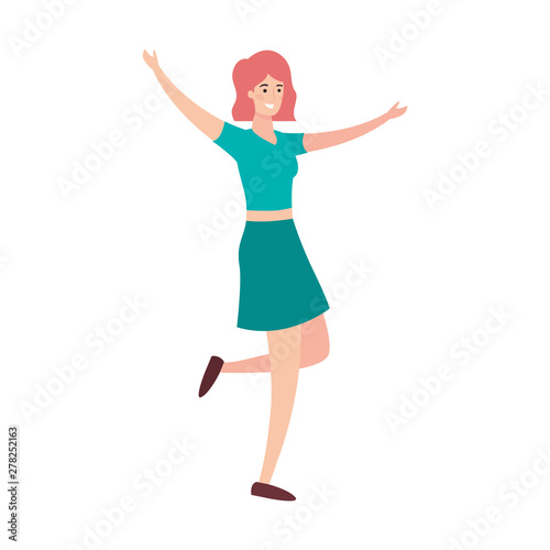 woman happy young character on white background