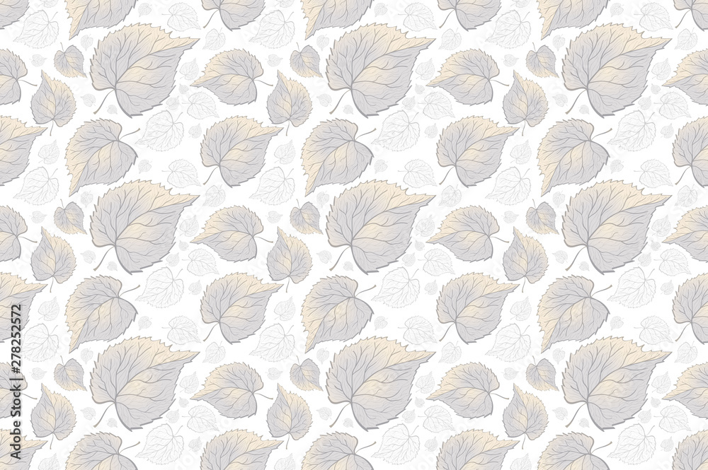 Seamless pattern leaves on white background, pastel color, tileable for wallpaper, card or fabric