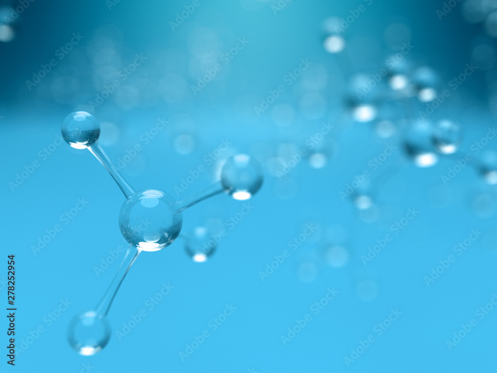 Science blue background with molecules, 3D render - high bio technologies. Science blue background with molecules, 3D render - high bio technologies.