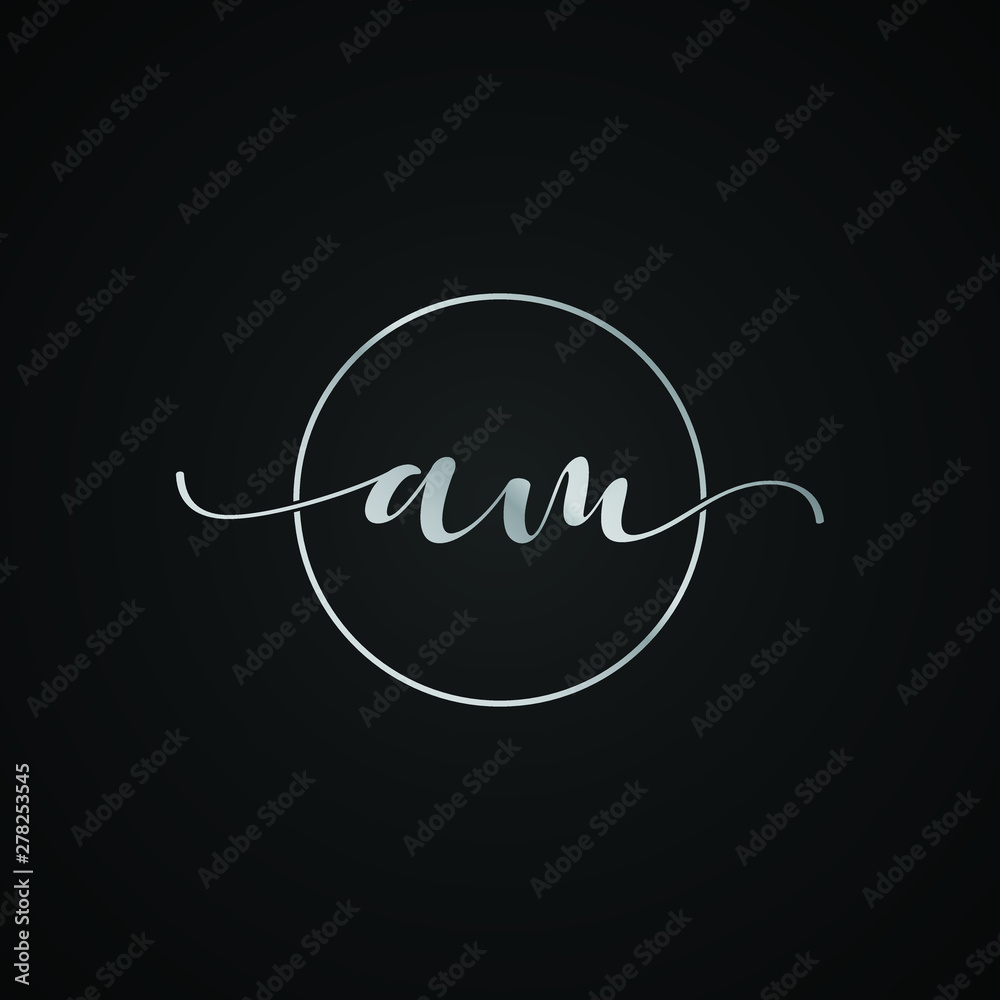 AM initial letter elegant Logo template vector creative business wedding invitation black and silver color based AM initial letter elegant Logo template vector creative business wedding invitation black and silver color based