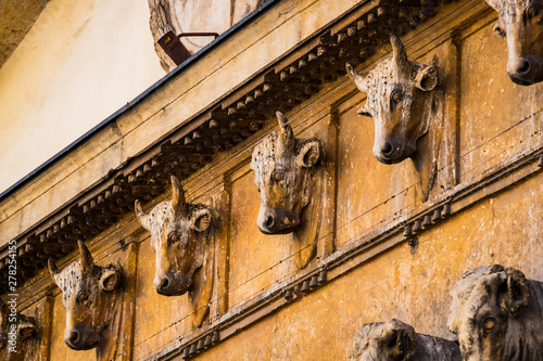 Elements of architecture of an old slaughterhouse in the city of Verona in Italy. photo