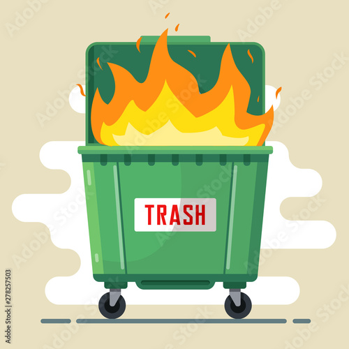 the trash can is burning. violation of the rules