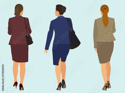 White European business women walking Away