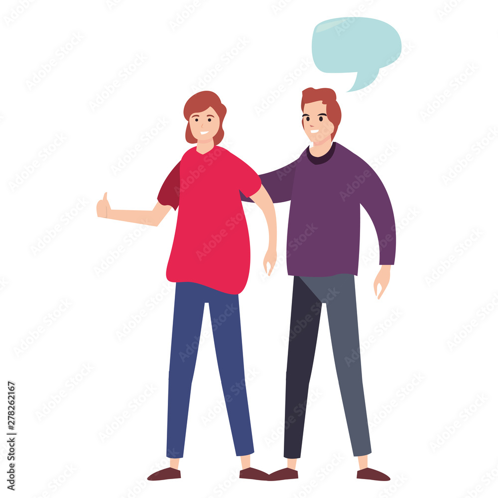 men happy young people talk bubble men happy young people talk bubble