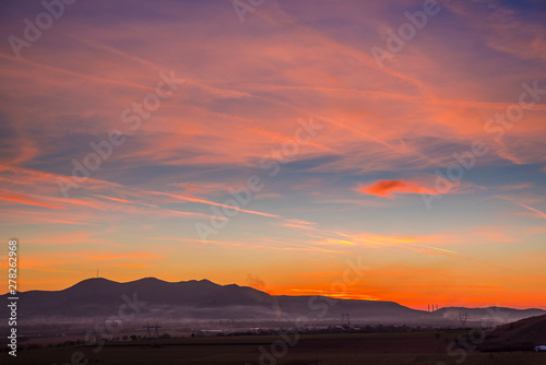 Red sky at the sunset