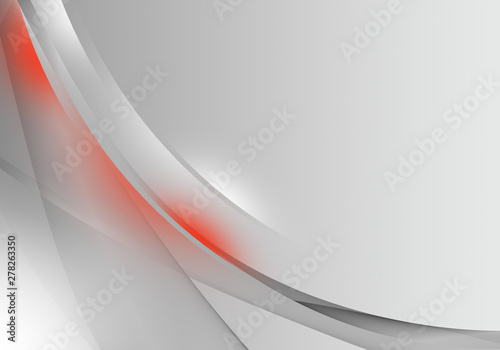 Abstract background waves. White, red and grey abstract background for business card or wallpaper