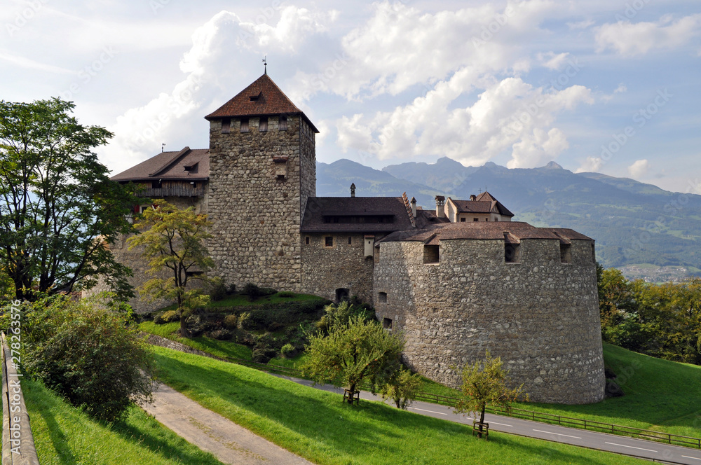 Old stone castle in the mountains in Vaduz, Liechtenstein