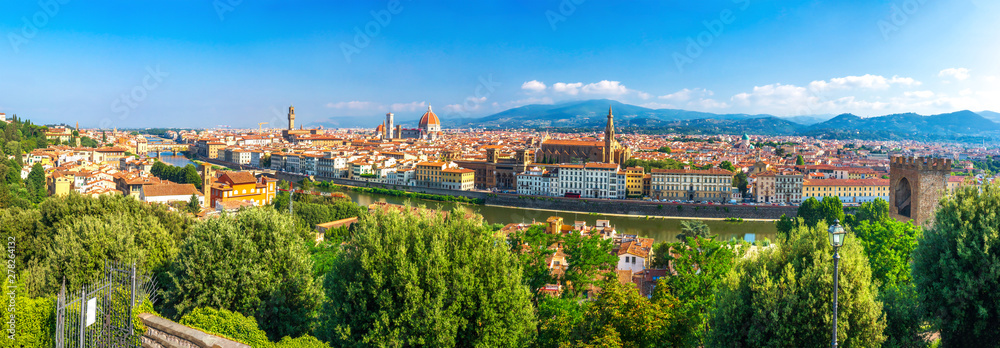 Florence, Italy. Panorama of Florence city on clear summer day. Panoramic view of Florence, Italy. Firenze cityscape