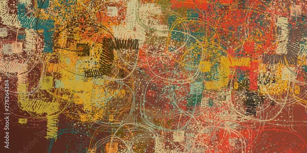 Fototapeta premium Wall painting. Abstract. Handmade background. Canvas surface. Wide brush. Colorful pattern. Modern art. Oil painting. 2d illustration. Painterly mix. Color texture. 
