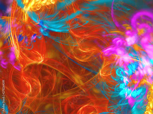 orange abstract fractal background 3d rendering illustration © panzer25