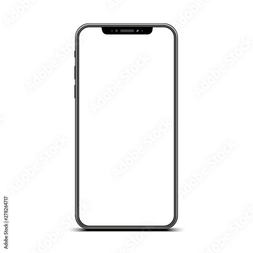 Black smartphone with empty touch screen, new model - vector for stock