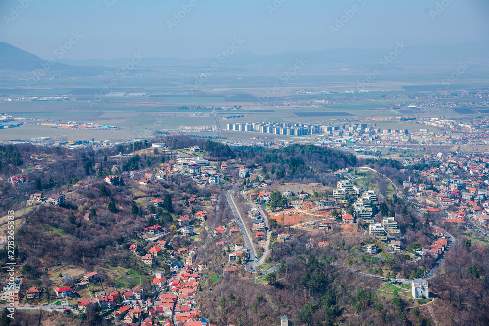 Brasov city aerial view from the hill