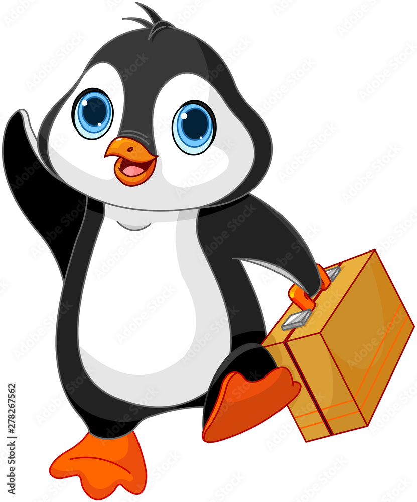 Obraz premium Penguin with a Suitcase