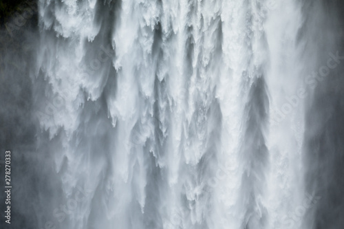 Close-uo of Skogafoss waterfall in Iceland, Europe.