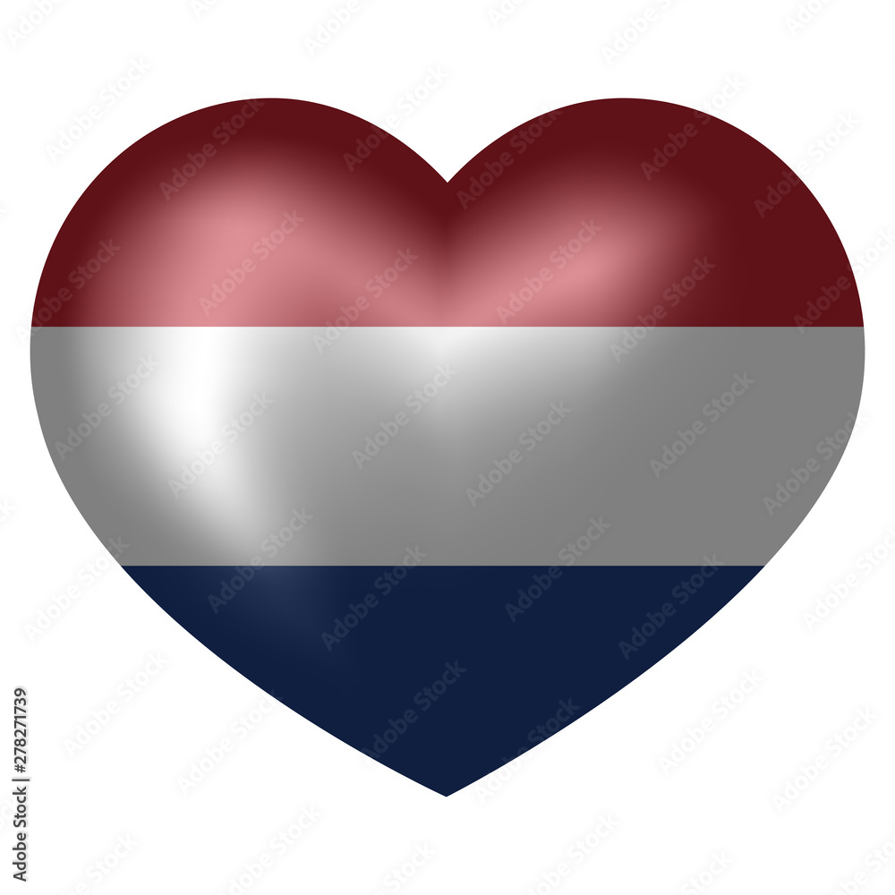Flag of Netherlands in heart shape. 3d vector illustration. Flag of Netherlands in heart shape. 3d vector illustration.