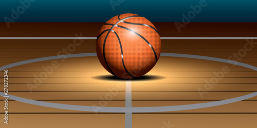 Realistic basketball ball on a field - Vector © laudiseno