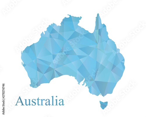 Australia map icon in blue low polygon style. abstract geometric tessellation, modern vector design