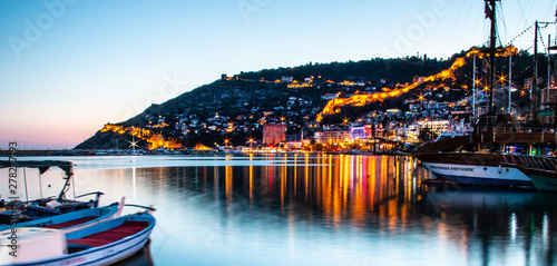 alanya marina at night