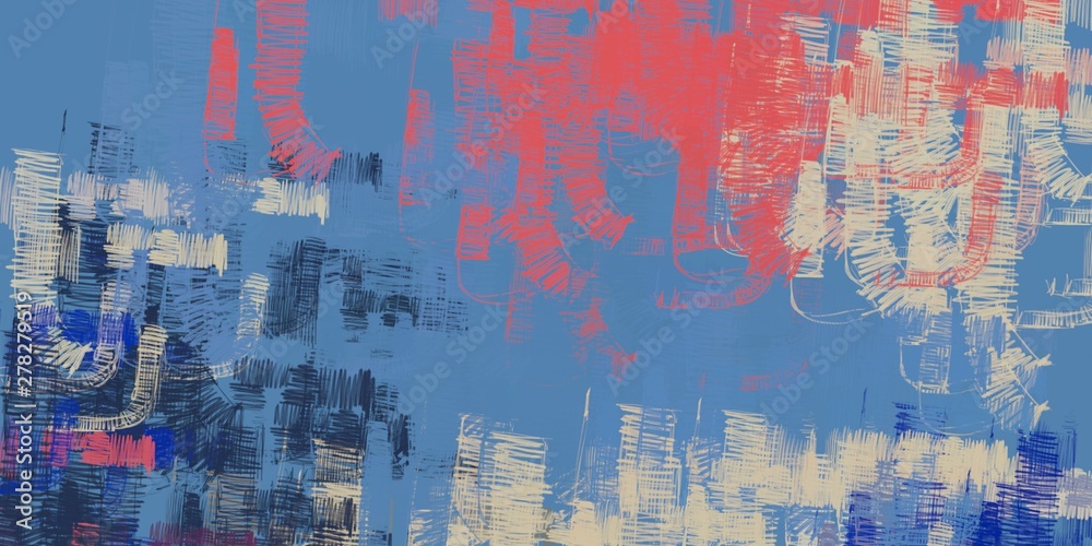 Naklejka premium Oil painting. Canvas surface. Wall painting. Painterly mix. Backdrop material. Color texture. Abstract. Wide brush. Colorful pattern. 2d illustration. Modern art. 