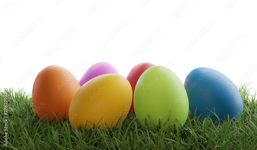 Easter eggs green grass 3d-illustration Easter eggs green grass 3d-illustration