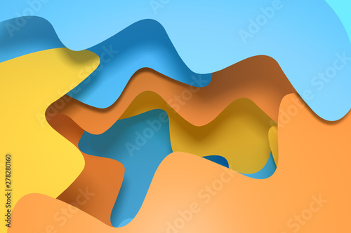 Curve paper background, colorful background, 3d rendering