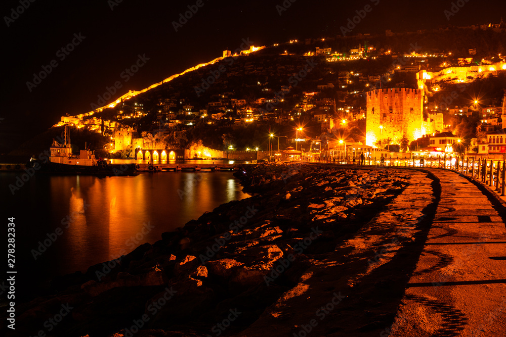 alanya marina at night