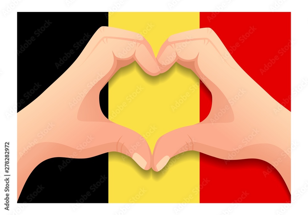 Obraz premium Belgium flag and hand heart shape
