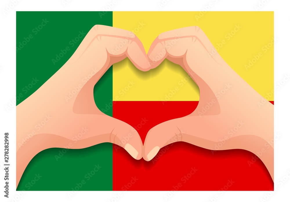 Fototapeta premium Benin flag and hand heart shape
