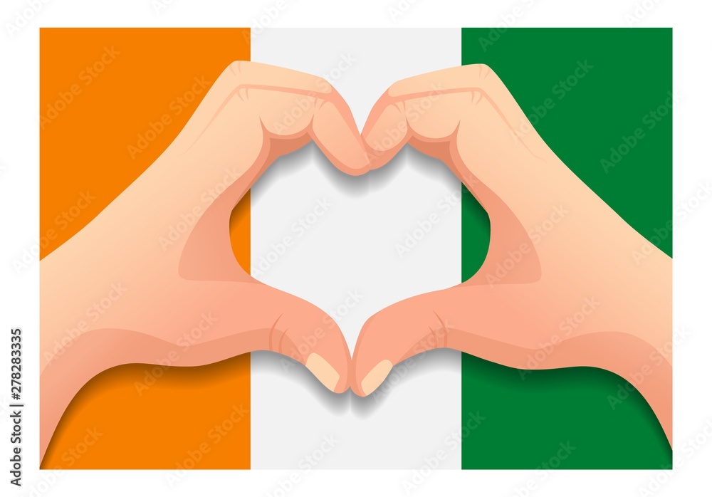 Obraz premium cote d'ivoire - Ivory Coast flag and hand heart shape